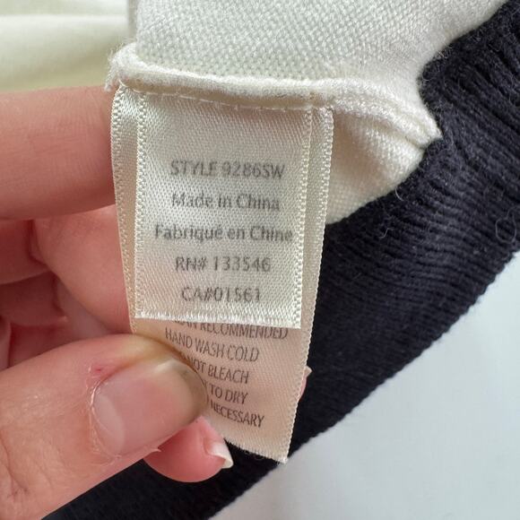 Ecru Sweater‎ Womens Large White Colorblock Sleeve Crew Neck Knit - Picture 5 of 8